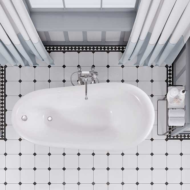 ЭДЕЛЬВЕЙС ванна /гель-композит/ c черными ножками/ Aqua de Marco