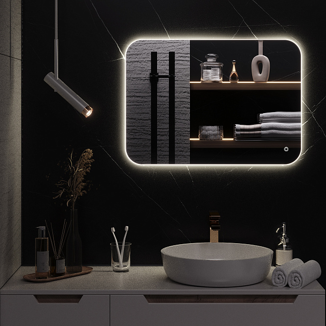 Зеркало с подсветкой МИЛАН (50*70 / 70*50) / универсальное/ AQUA DE MARCO