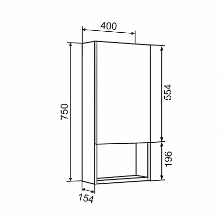 Зеркальный шкаф СИТИ 40см /правый/ AQUA DE MARCO